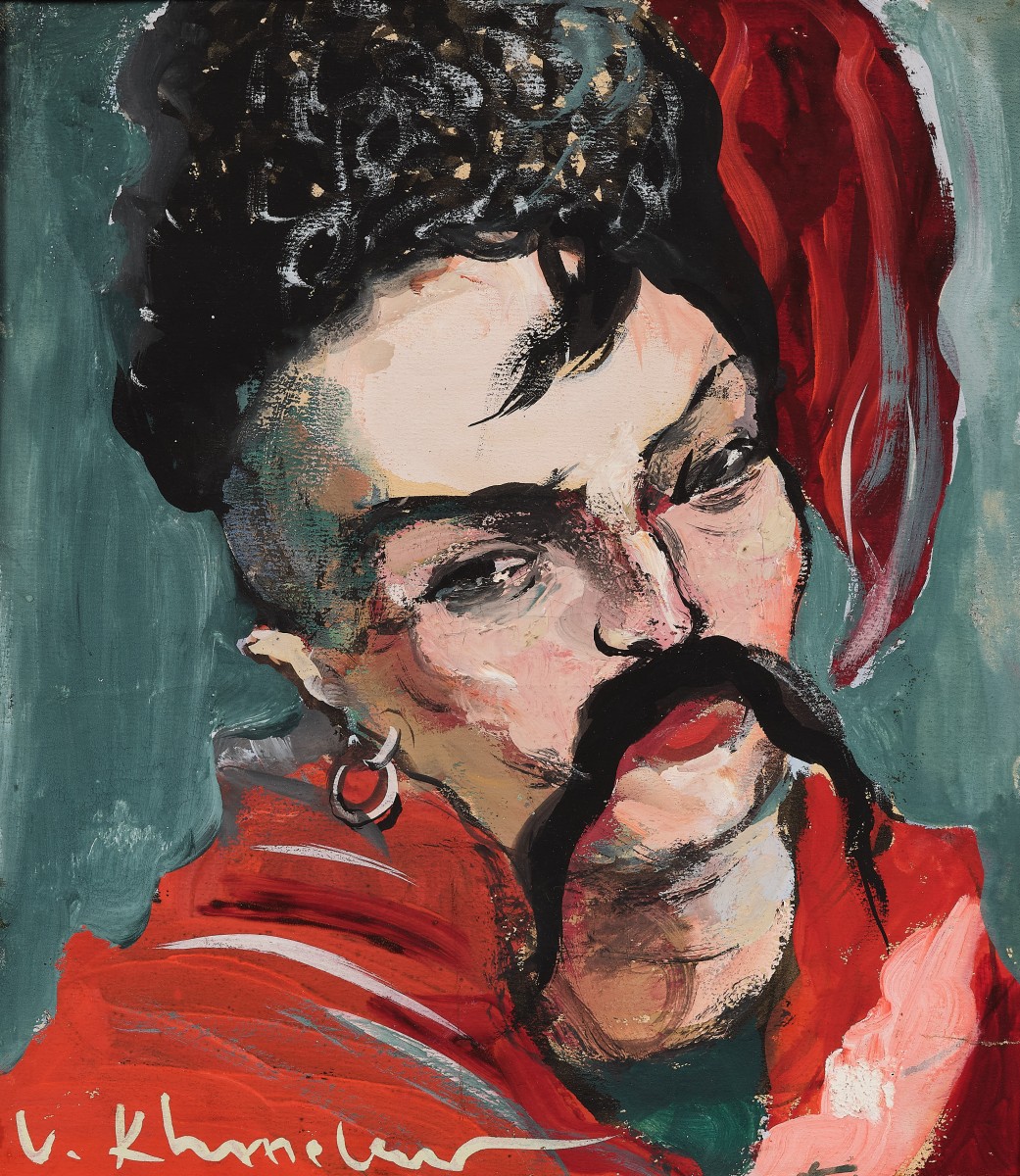 Portrait de Cossack Mamay en rouge